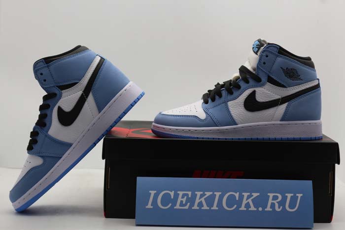 Air Jordan 1 Retro High White University Blue Black - 555088-134