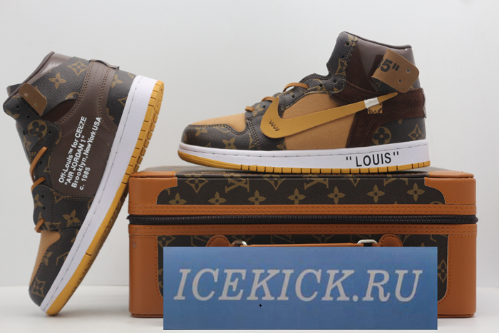 l**is V*t*n x off-white x air jordan 1 customs mens aq0818-202