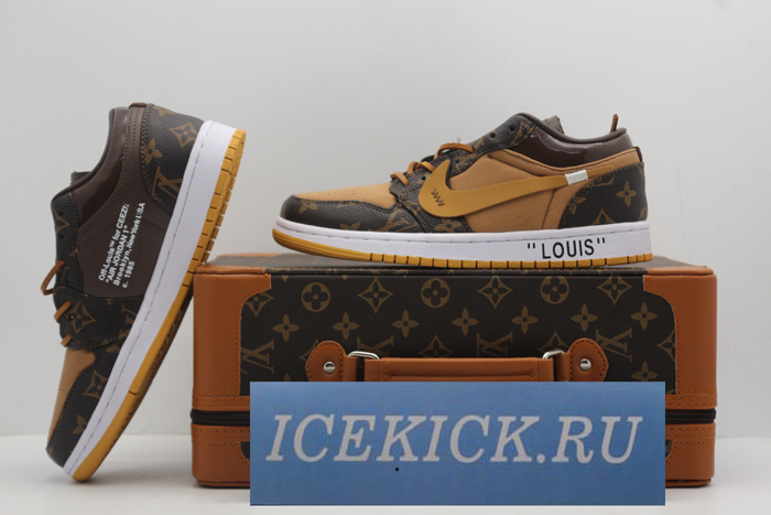 l**is V*t*n x off-white x air jordan 1 customs low-top - 554724-555