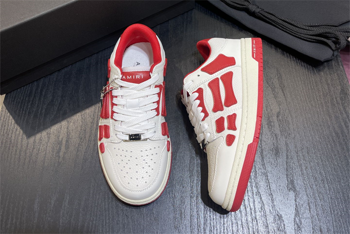 AMR- AB018 Skeleton Low-Skel top Sneakers White red(to be customized 5-7 days)