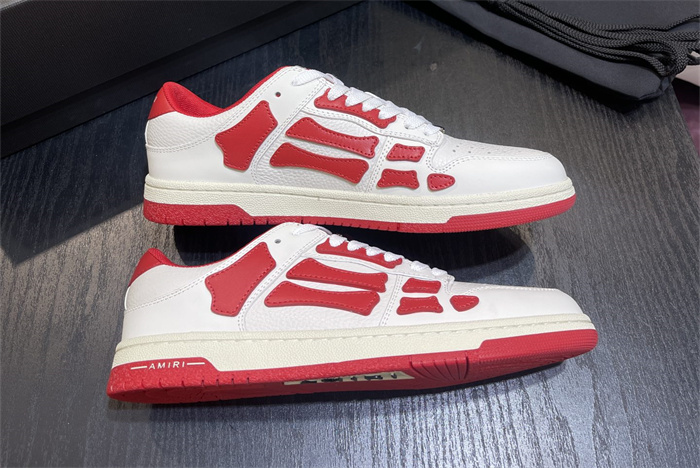 AMR- AB018 Skeleton Low-Skel top Sneakers White red(to be customized 5-7 days)